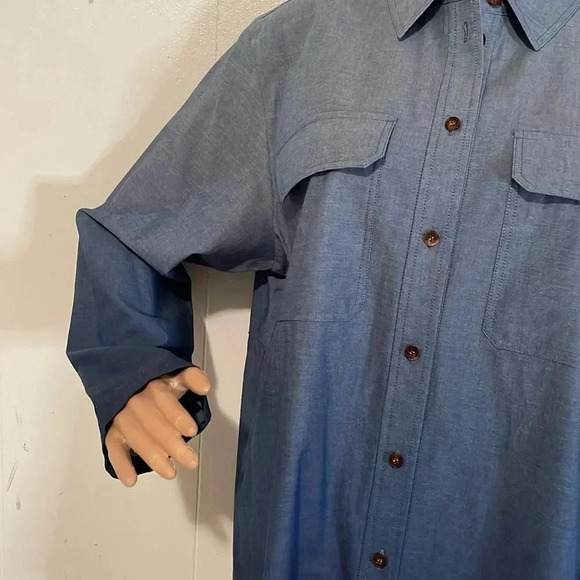 Lafayette 148 New York Blue Button-Up Shirt - Picture 3 of 15